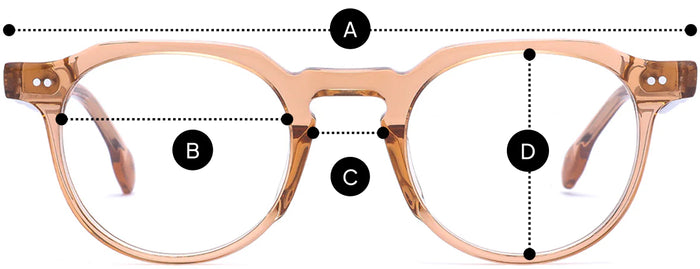 Desenho técnico do óculos Alf - Óculos de Grau com medidas