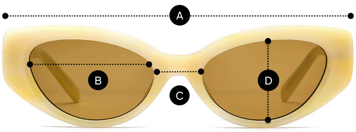 Desenho técnico do óculos Alu - Óculos de Sol com medidas