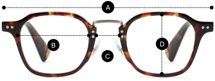 Desenho técnico do óculos Bo acetato + metal - Óculos de Grau com medidas