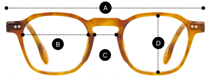 Desenho técnico do óculos Bo - Óculos de Sol Tamanho P com medidas