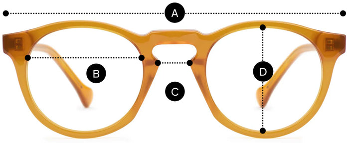 Desenho técnico do óculos Bossa - Óculos de Grau com medidas
