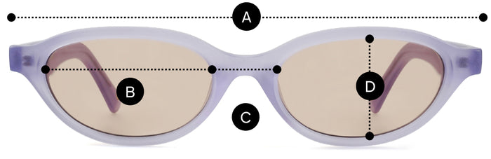 Desenho técnico do óculos Chica - Óculos de Sol com medidas