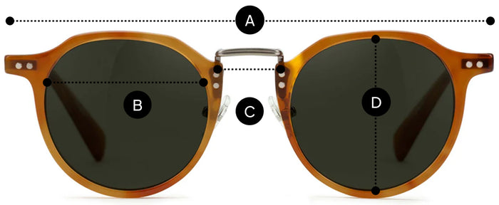 Desenho técnico do óculos Fine acetato + metal - Óculos de Sol com medidas