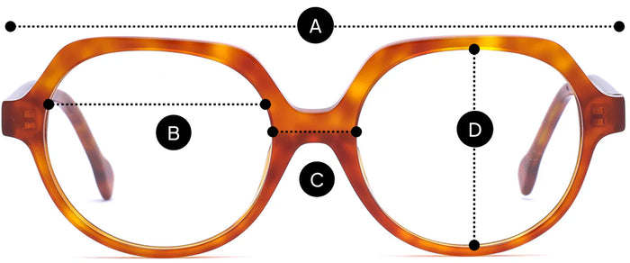 Desenho técnico do óculos Kiki - Óculos de Grau com medidas