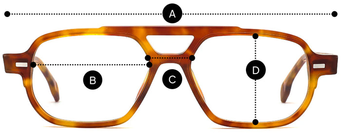 Desenho técnico do óculos Lino - Óculos de Grau com medidas