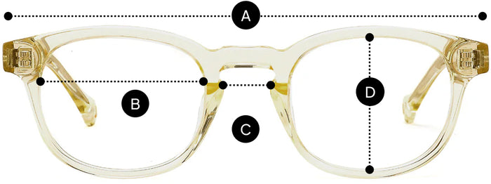 Desenho técnico do óculos Mini Mac - Óculos de Sol com medidas