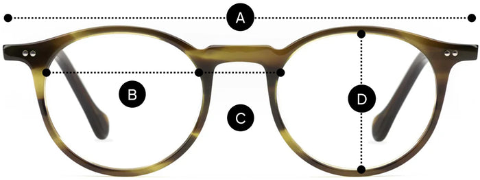 Desenho técnico do óculos Orth - Óculos de Sol com medidas
