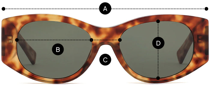 Desenho técnico do óculos Vitta - Óculos de Sol com medidas