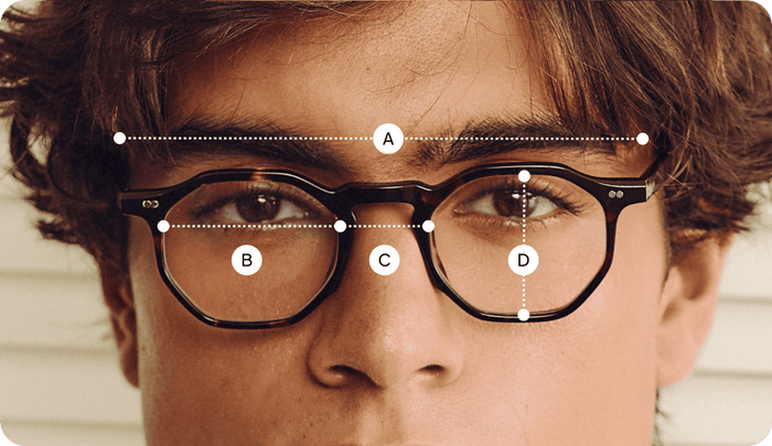 Desenho técnico do óculos Omie  de tamanho P