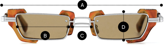 Desenho técnico do óculos Brasiliano - Óculos de Sol com medidas