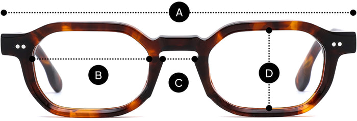 Desenho técnico do óculos Cid - Óculos de Grau com medidas