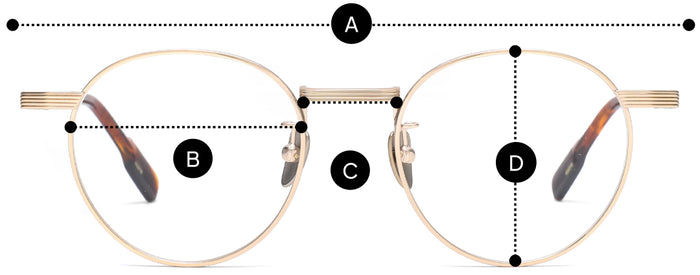 Desenho técnico do óculos Dina - Óculos de Grau com medidas