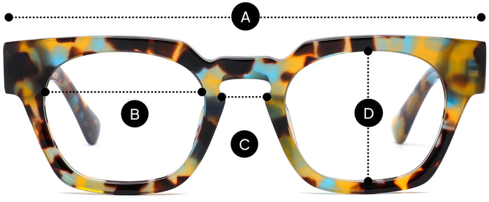 Desenho técnico do óculos Dora - Óculos de Grau com medidas