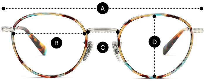 Desenho técnico do óculos Franz - Óculos de Grau com medidas