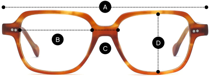 Desenho técnico do óculos Ina - Óculos de Grau com medidas
