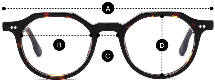 Desenho técnico do óculos Jig - Óculos de Grau com medidas