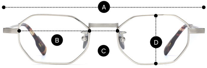 Desenho técnico do óculos Keí - Óculos de Grau com medidas