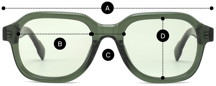 Desenho técnico do óculos Leni - Óculos de Sol com medidas