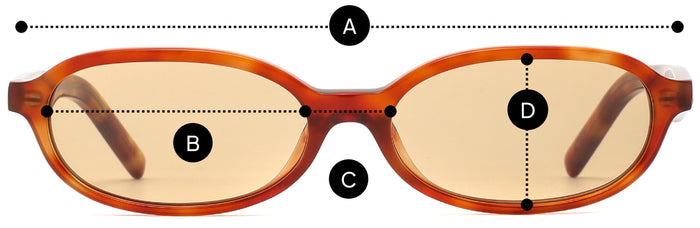 Desenho técnico do óculos Lika - Óculos de Sol com medidas