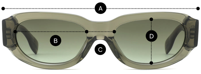 Desenho técnico do óculos Linx - Óculos de Sol com medidas