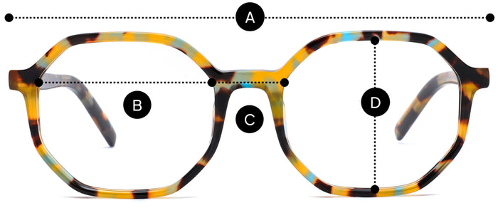 Desenho técnico do óculos Lori - Óculos de Grau com medidas