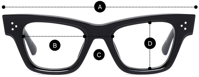 Desenho técnico do óculos Lusti - Óculos de Grau com medidas