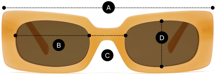 Desenho técnico do óculos Lyra - Óculos de Sol com medidas
