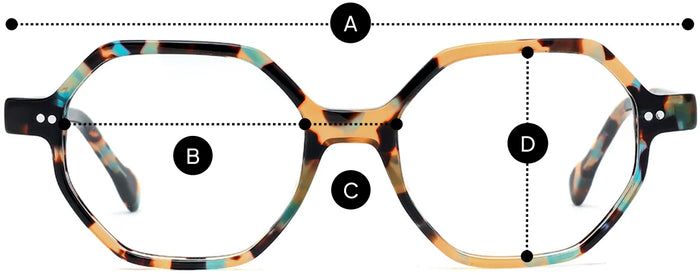 Desenho técnico do óculos Nola - Óculos de Grau com medidas