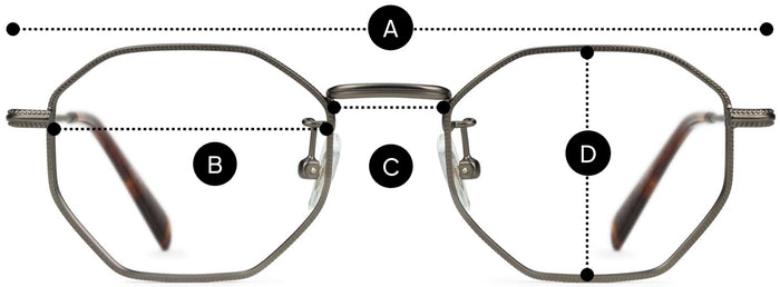 Desenho técnico do óculos Otti - Óculos de Sol com medidas