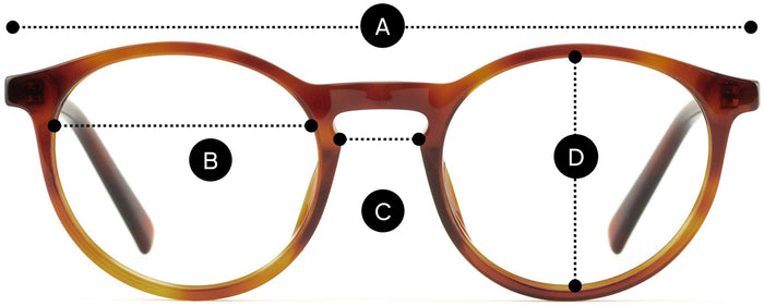 Desenho técnico do óculos Pitta - Óculos de Sol com medidas