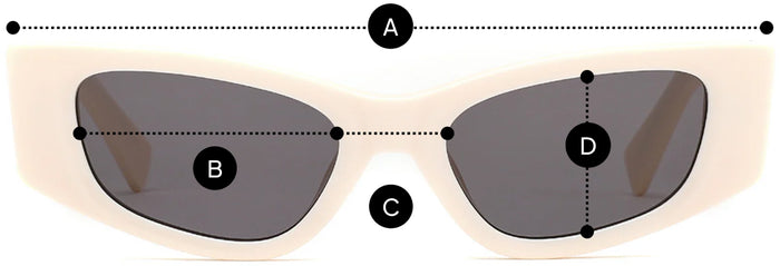 Desenho técnico do óculos Polli - Óculos de Sol com medidas