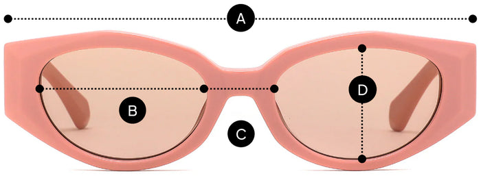 Desenho técnico do óculos Tizzi - Óculos de Sol com medidas