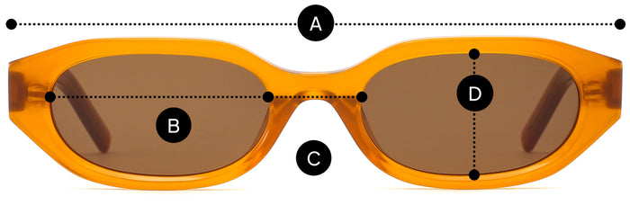 Desenho técnico do óculos Willo - Óculos de Sol com medidas