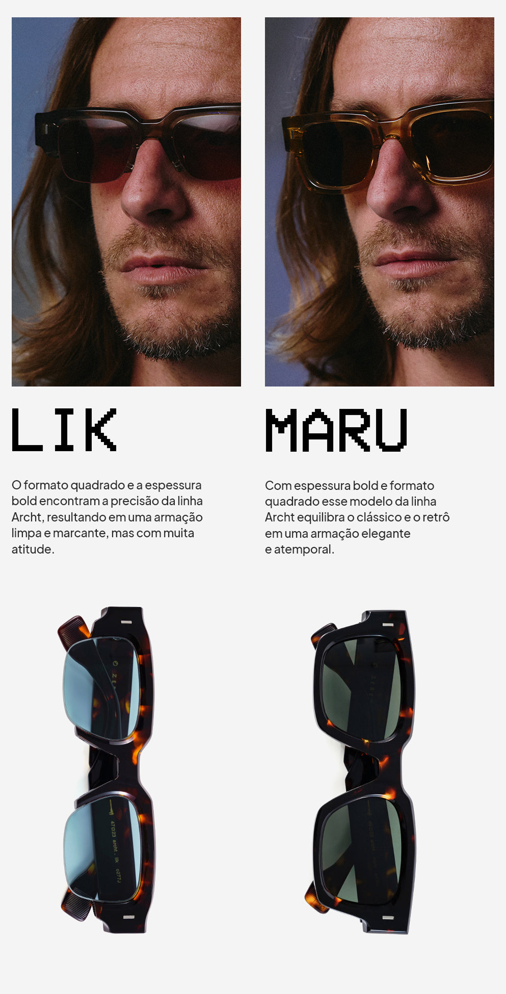 Ilustração dos novos modelos de óculos